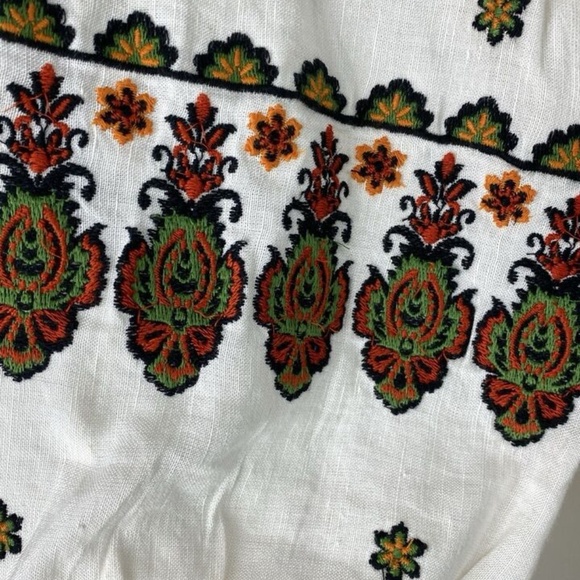 Karen Kane Dress Linen Cotton Blend Embroidered Ruffle Hem - Picture 5 of 9